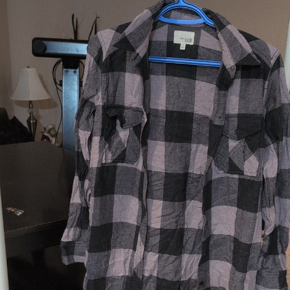 Aritzia Wilfred Black and Pink Plaid Shirt Dress